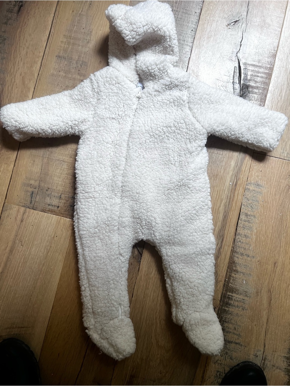 Zara baby 12-18 months Cream Hooded Sherpa Baby One-Piece